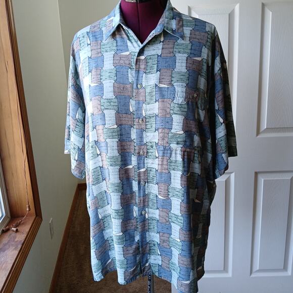 Pierre Cardin Mens Large Short Sleeve Casual Button up geometric print shirt - Picture 6 of 14